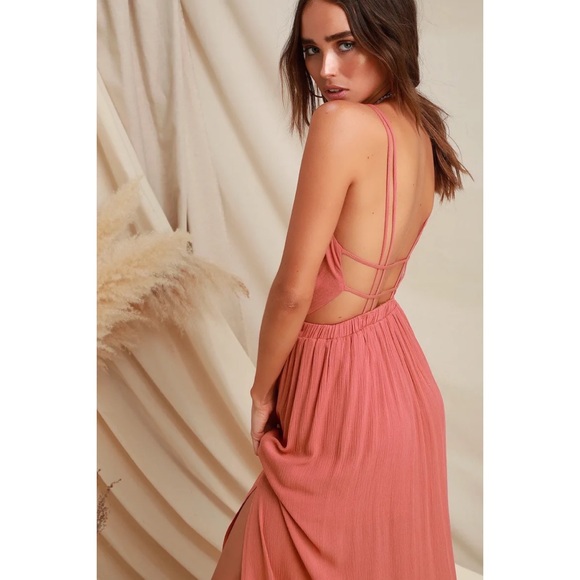 NWT Lulus Lost in Paradise Rusty Rose Dress - Picture 6 of 8